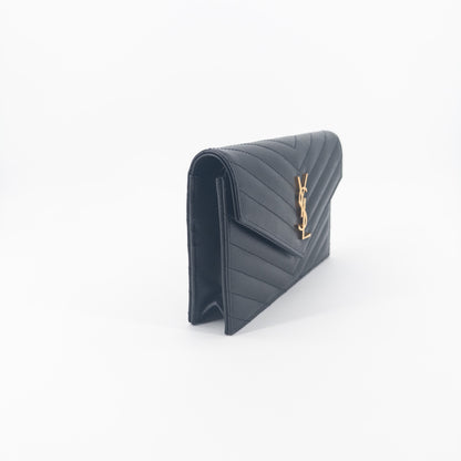 Saint Laurent Wallet on Chain – Grained Leather – Black