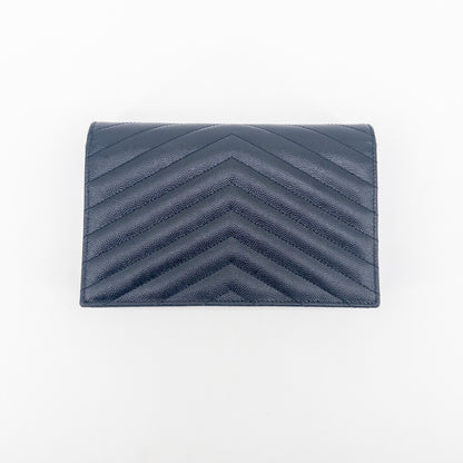 Saint Laurent Wallet on Chain – Grained Leather – Black