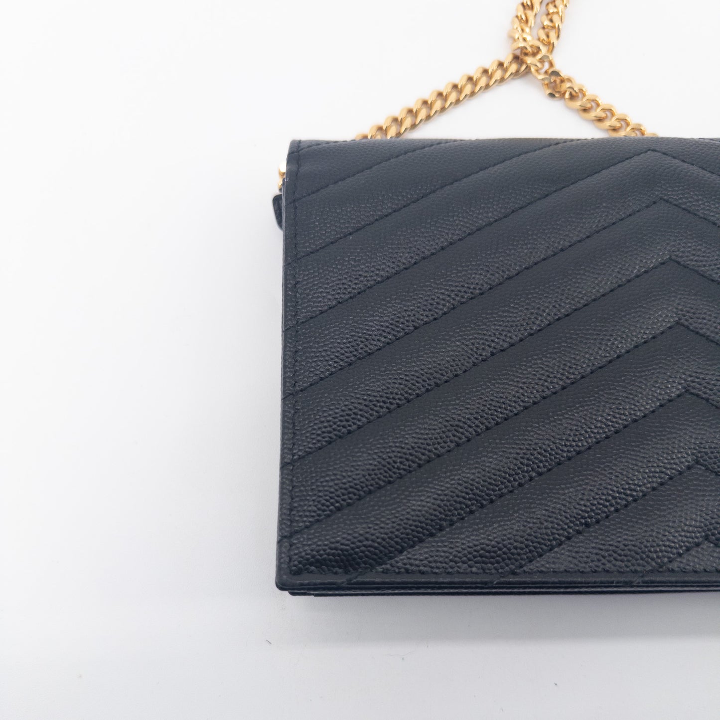 Saint Laurent Wallet on Chain – Grained Leather – Black