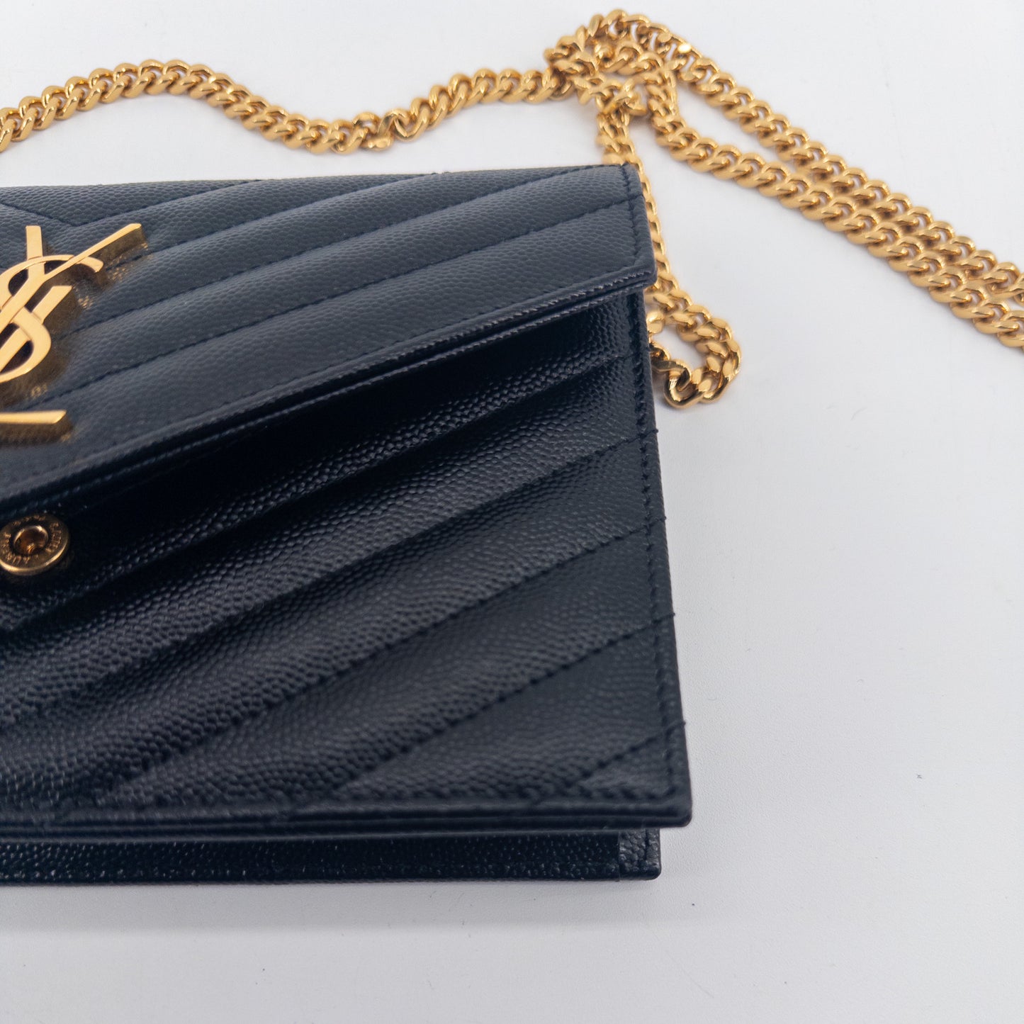 Saint Laurent Wallet on Chain – Grained Leather – Black