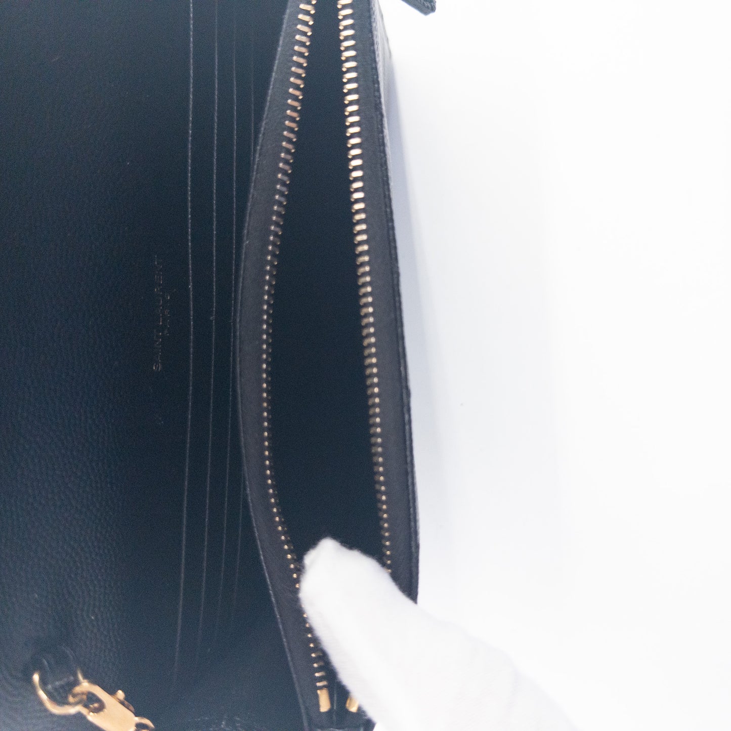 Saint Laurent Wallet on Chain – Grained Leather – Black