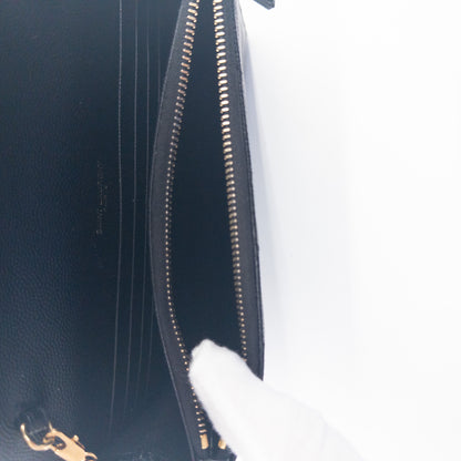 Saint Laurent Wallet on Chain – Grained Leather – Black