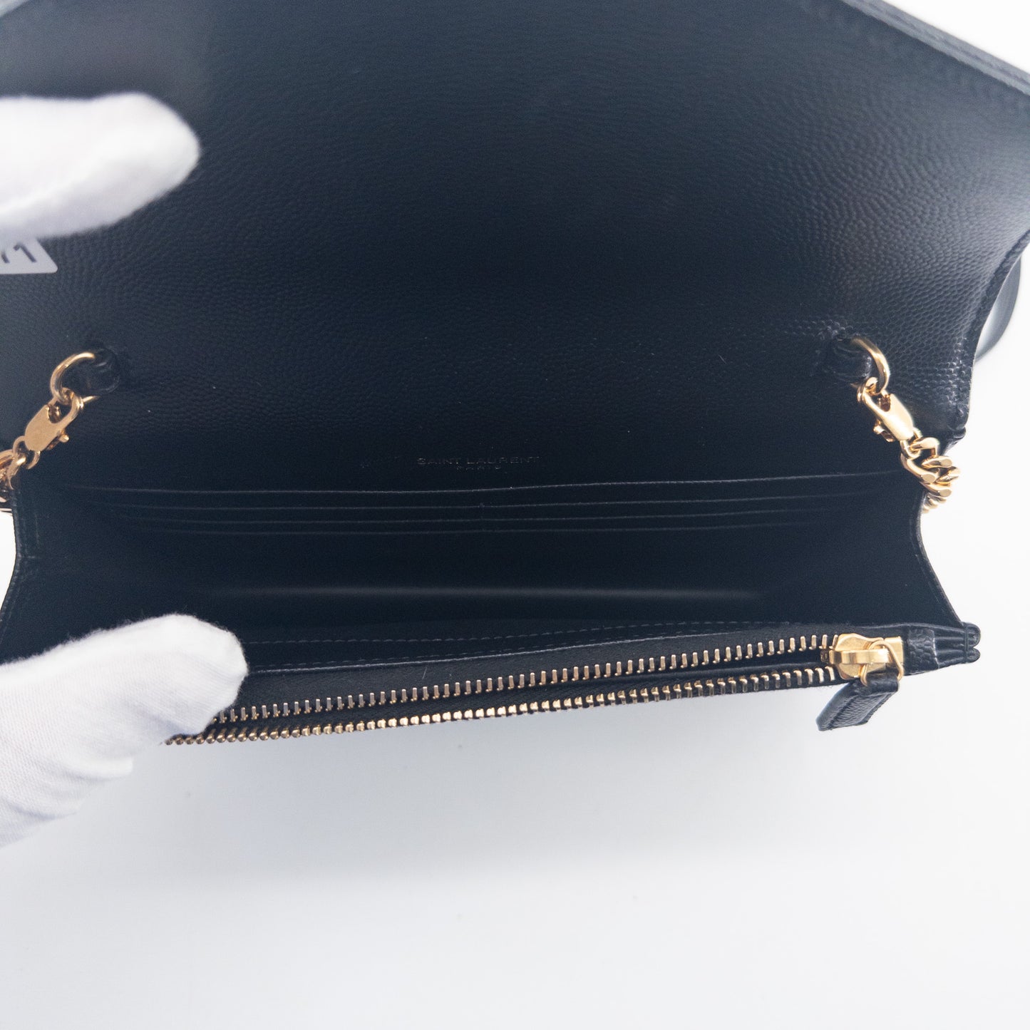Saint Laurent Wallet on Chain – Grained Leather – Black