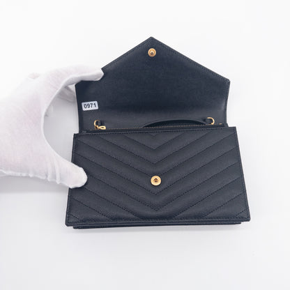 Saint Laurent Wallet on Chain – Grained Leather – Black