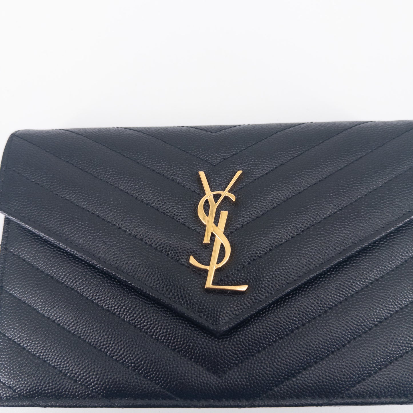 Saint Laurent Wallet on Chain – Grained Leather – Black