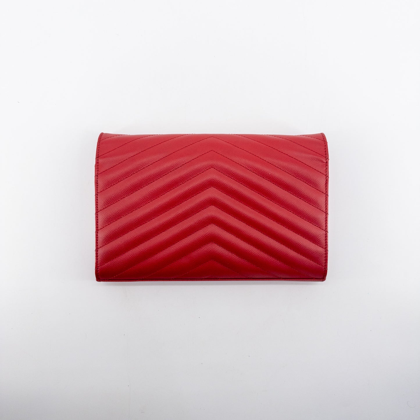 Saint Laurent Wallet on Chain – Grained Leather – Red