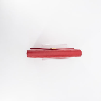 Saint Laurent Wallet on Chain – Grained Leather – Red
