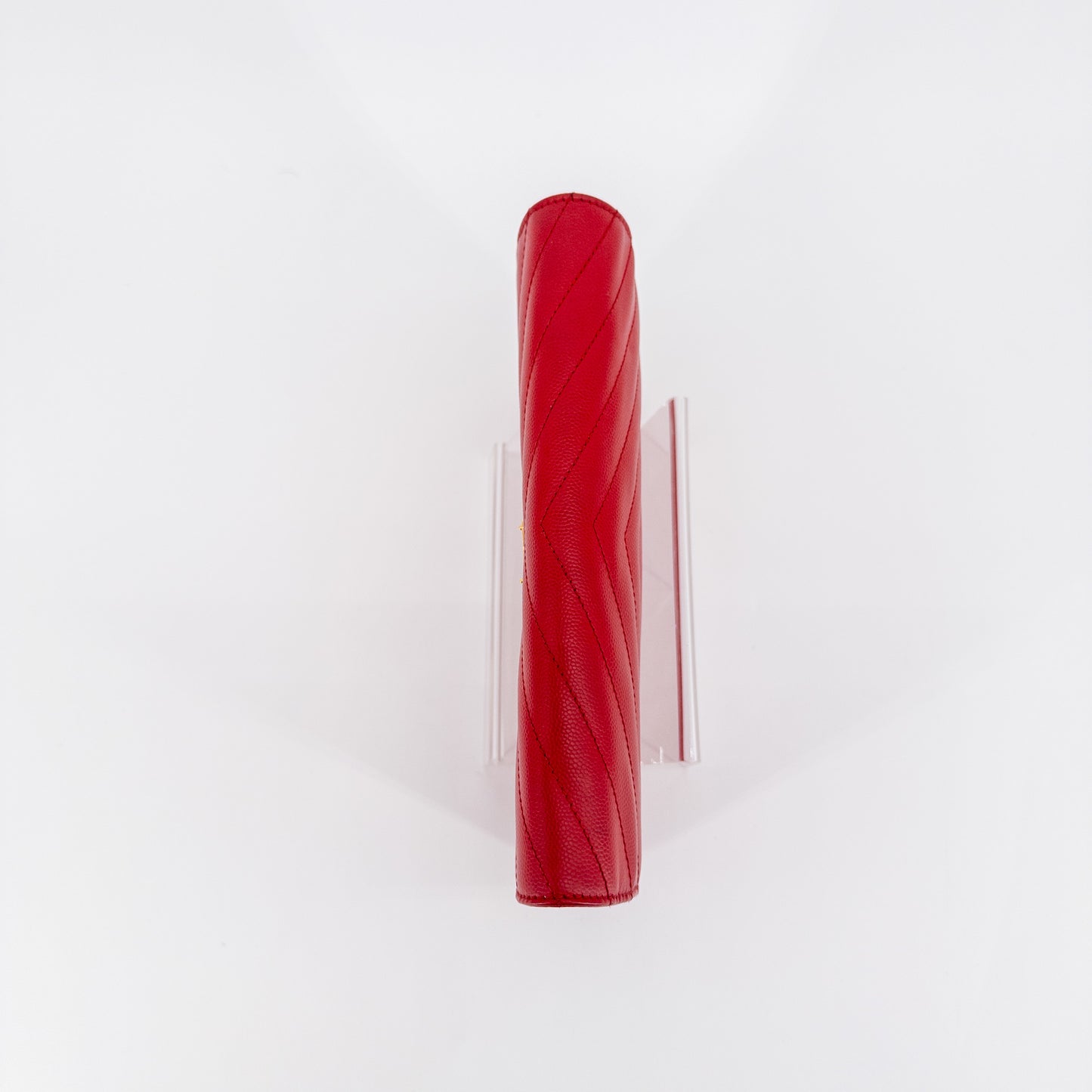 Saint Laurent Wallet on Chain – Grained Leather – Red
