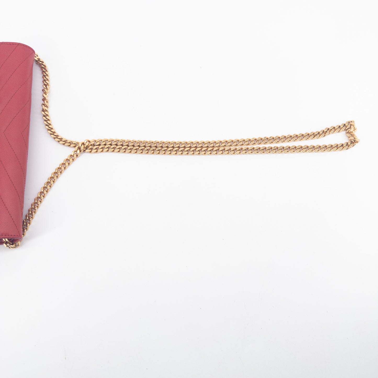 Saint Laurent Wallet on Chain – Grained Leather – Red
