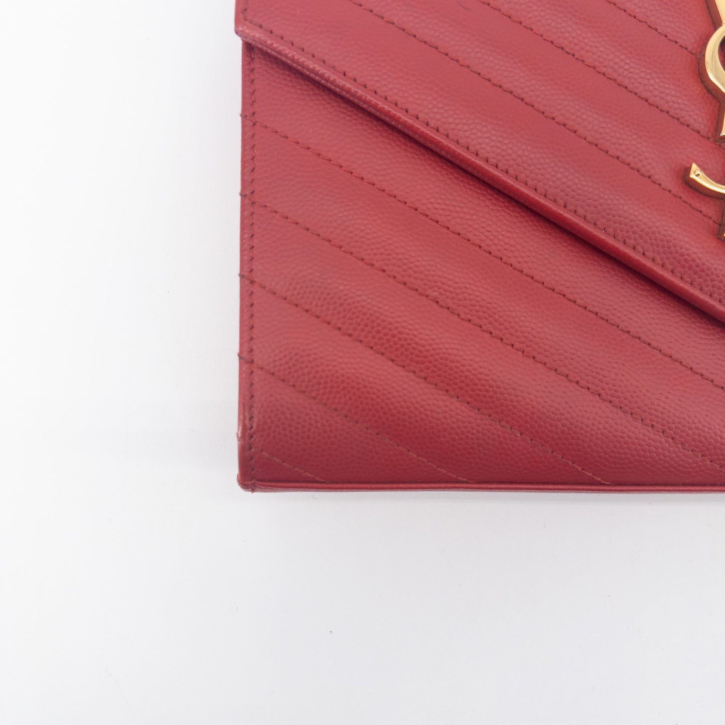 Saint Laurent Wallet on Chain – Grained Leather – Red
