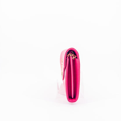 Saint Laurent Wallet on Chain – Grained Leather – Pink