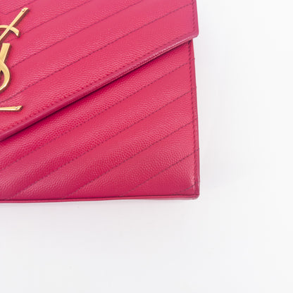Saint Laurent Wallet on Chain – Grained Leather – Pink