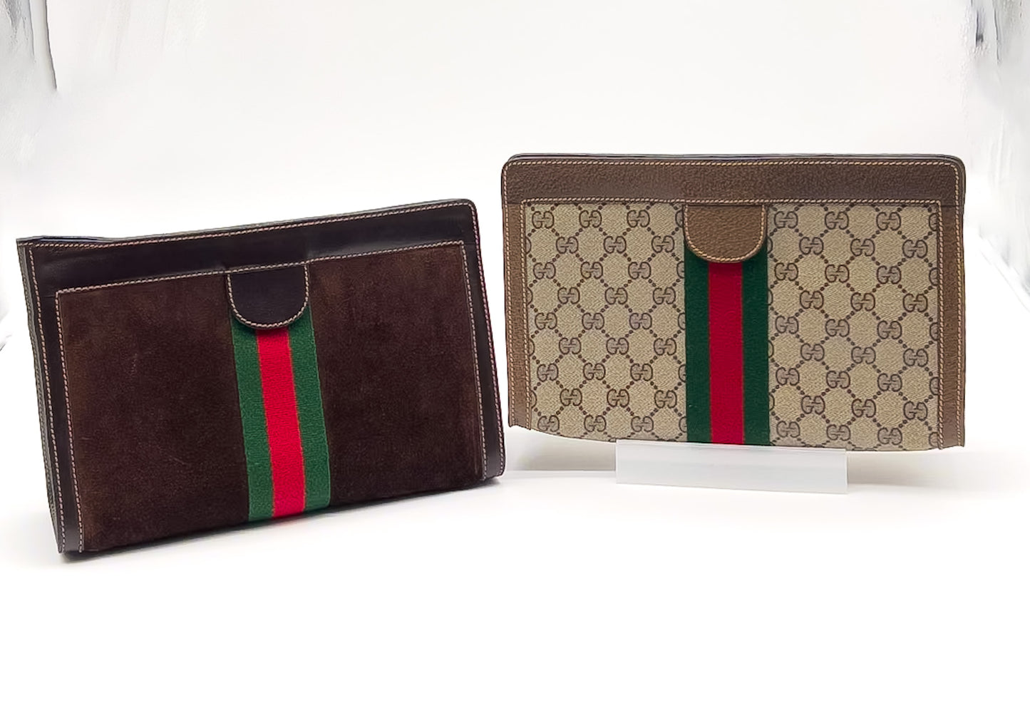 Gucci Sherylin Monogram Canvas & Suede Clutch Duo - Authentic Pre-Loved Condition