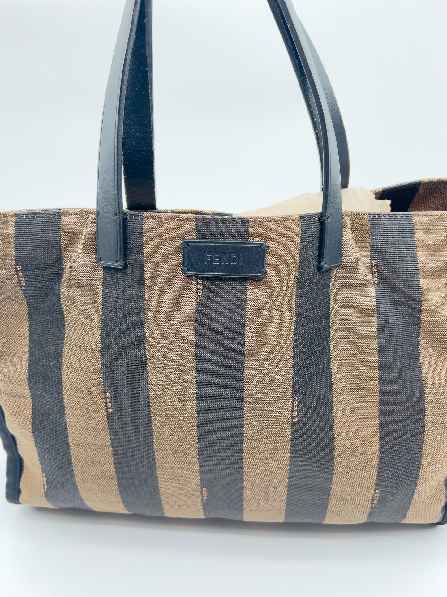 Pre-Loved Fendi Pequin Stripe Canvas Tote - Small Simply Shopping 2013 Edition