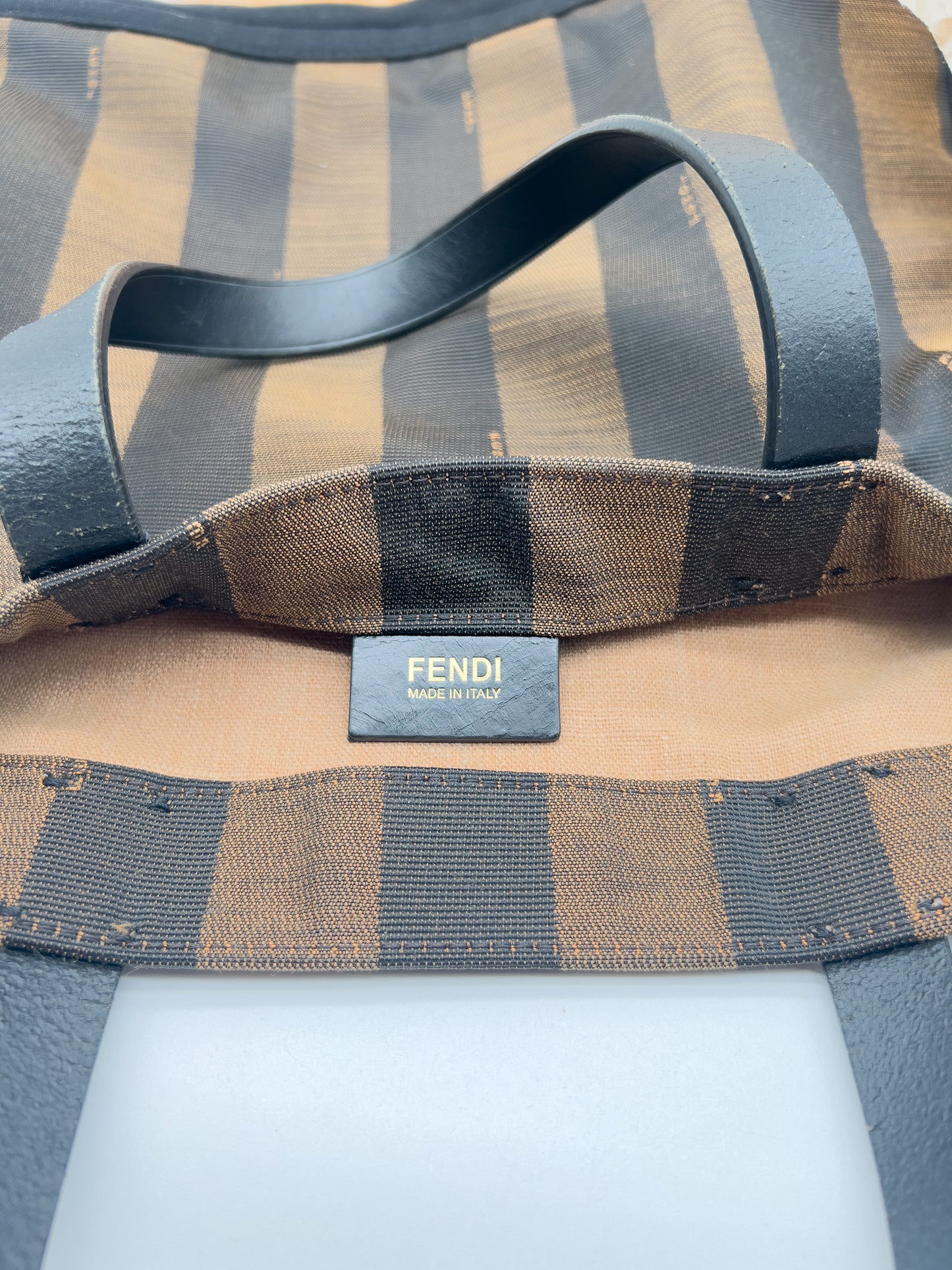 Pre-Loved Fendi Pequin Stripe Canvas Tote - Small Simply Shopping 2013 Edition