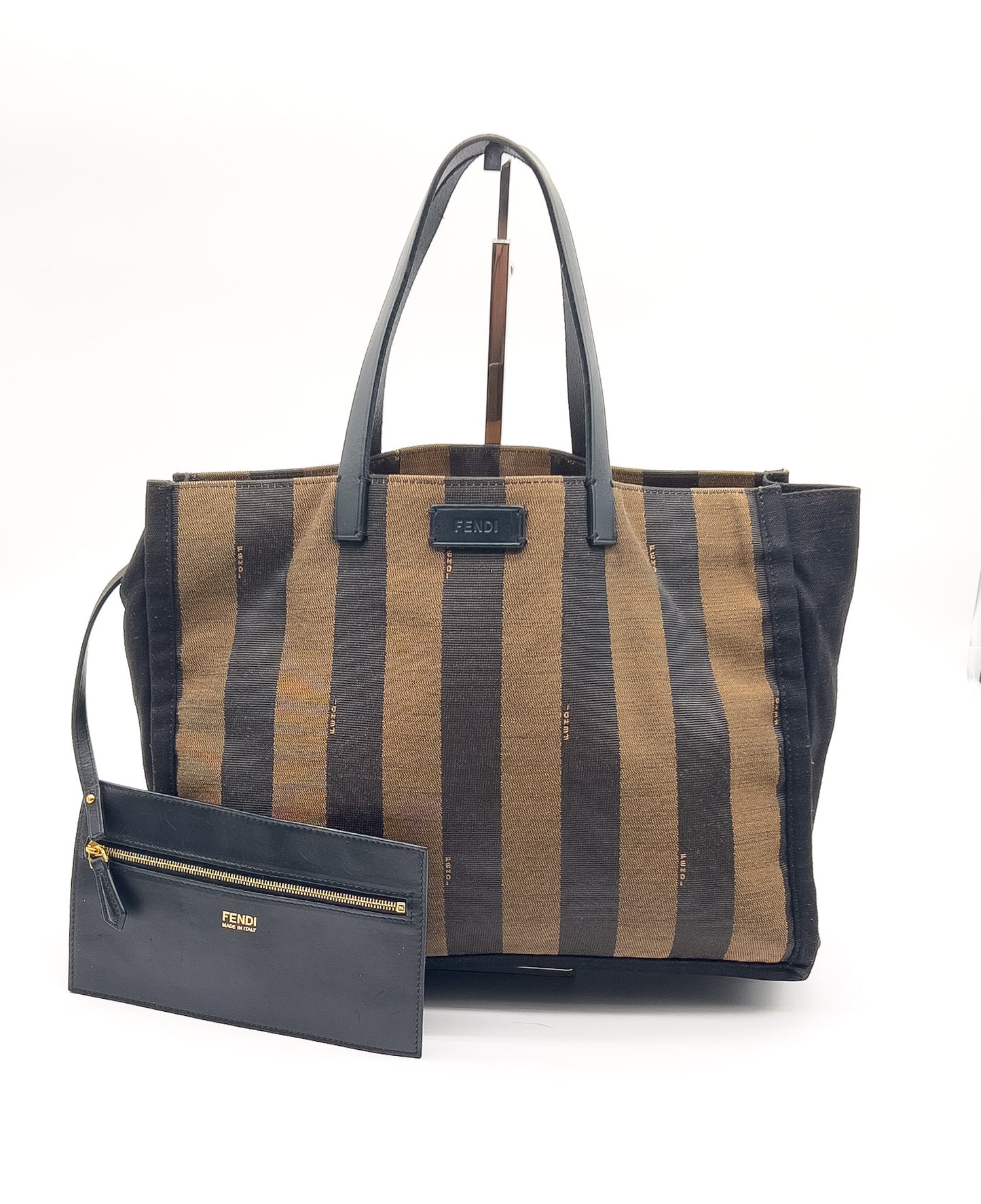 Pre-Loved Fendi Pequin Stripe Canvas Tote - Small Simply Shopping 2013 Edition